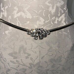 Womens Belt Size 27 Silver Stretch Tone Rhinestone Buckle